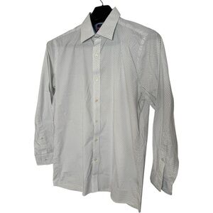 Saks Fifth Avenue White Blue Dots Dress Shirt